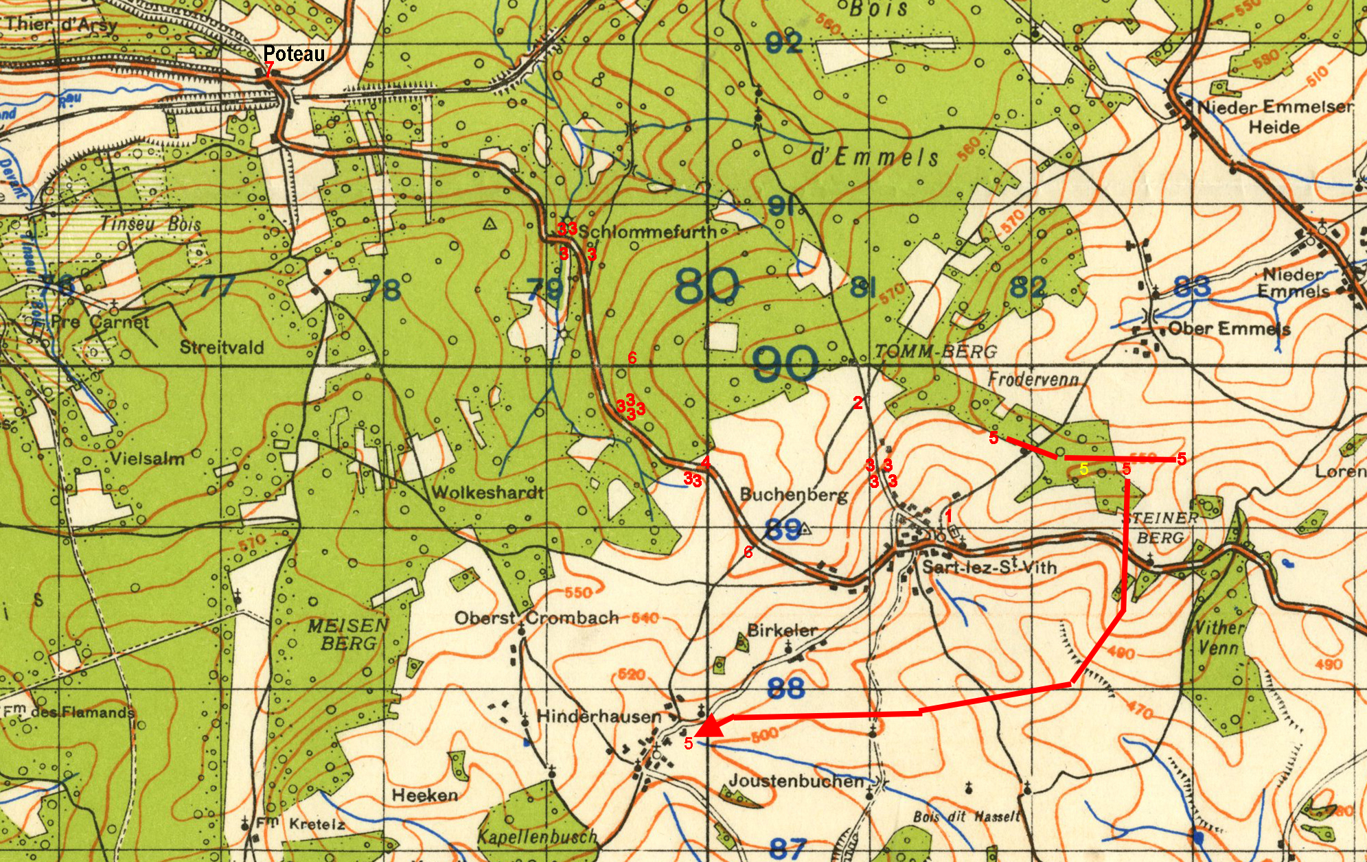 Map of the area Hinderhausen-Rodt